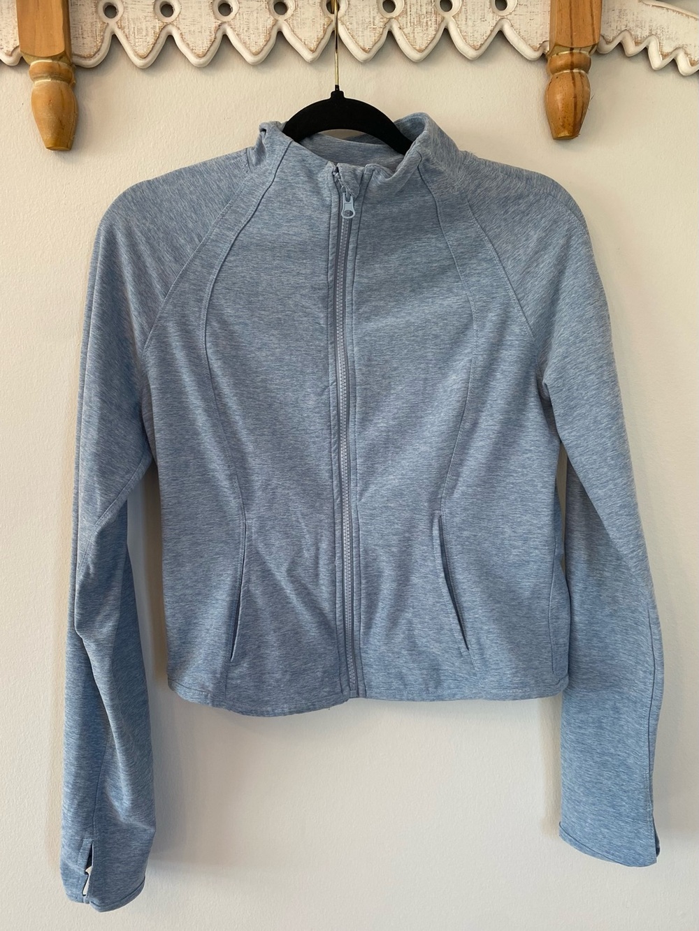 Yogalicious Lux Heather Light Blue Athletic Zip-Up Sweatshirt